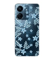 PrintiFy Xiaomi Redmi 13C Uyumlu Kamera Korumalı Floral Mavi Tasarımlı Şeffaf Silikon Kılıf