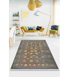 Antrasit Modern Dokuma Pamuk Taban Kaymaz Kilim KLM003