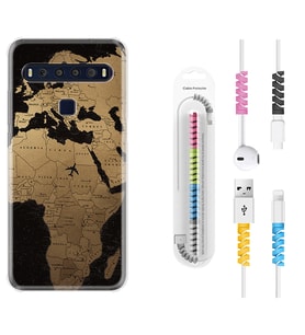 TCL 10L 10 Plus 10SE 20E 20SE 30SE L7 Kılıf Kablo Koruma Spiral Silikon Map Planet 1656
