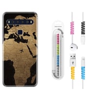 TCL 10L 10 Plus 10SE 20E 20SE 30SE L7 Kılıf Kablo Koruma Spiral Silikon Map Planet 1656