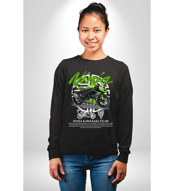 Kawasaki Ninja ZX-6R 636 Kadın Erkek Siyah Sweatshirt