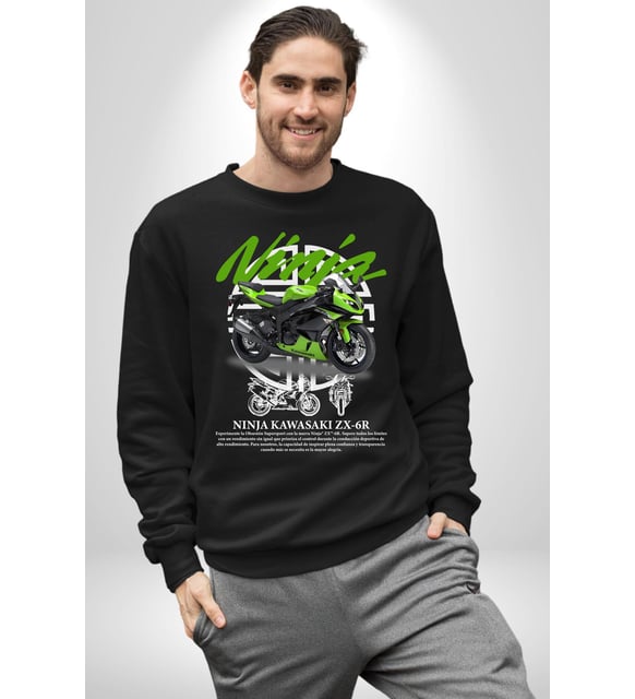 Kawasaki Ninja ZX-6R 636 Kadın Erkek Siyah Sweatshirt