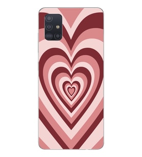 Samsung Galaxy A51 Uyumlu Pembe Kalp Tasarımlı Şeffaf Telefon Kılıfı