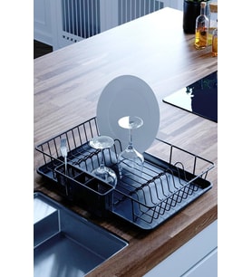 Geseus Home Tek Katlı Tabaklık Bulaşıklık Mat Siyah KB003S