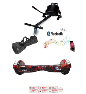 Elektrikli Kaykay Scooter Akıllı Denge Hoverboard + HoverKart + Çanta FULL LEDLİ EXTREM PAKET D15