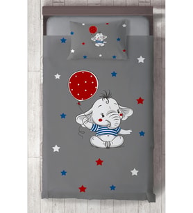 MEKTA HOME BEBEK VE ÇOCUK ODASI Filli Kırmızı Balon Desenli Yatak Örtüsü