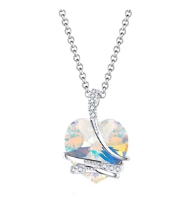 Monemel Seffaf Swarovski Taşlı Kalp Kolye (Altın Kaplama) Yeni Yıl Hediyesi - Yılbaşı Hediyesi