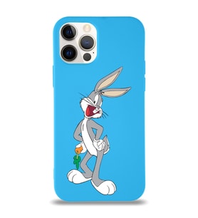 Apple iPhone 12 Pro  Lansman Kılıf Bugs Bunny Tasarımlı Altı Kapalı İçi Kadife Kaplı  Kapak (Şeffaf)