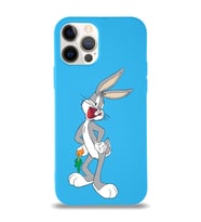 Apple iPhone 12 Pro  Lansman Kılıf Bugs Bunny Tasarımlı Altı Kapalı İçi Kadife Kaplı  Kapak (Şeffaf)