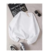 Üç İplik Biskilet Yaka Basic SweatShirt - Beyaz