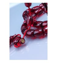 9x11 mm Kırmızı Ebu Sırr İmzalı Zar Kehribar Tesbih