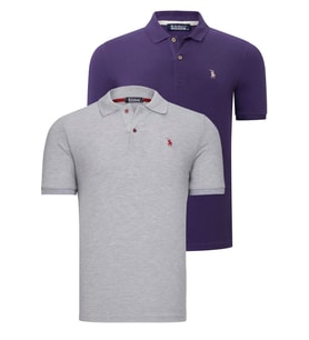 İKİLİ SET T8561 DEWBERRY ERKEK TSHIRT-GRİ-MOR (Karışık)