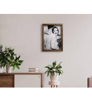BK Home Karakalem Sevgililer Fotoğraflı Doğal Masif Ahşap Çerçeveli Tablo 45x65cm-1