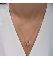 Gümüş Rose Bombeli Kalp Kadın Kolye