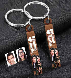BK Gift Kişiye Özel Sevgili Temalı 2’li Ahşap Anahtarlık, Sevgiliye Hediye,Doğum Günü Hediyesi, Sevgililer Günü Hediyesi-12