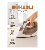 2200W Buharlı Ütü Kahverengi Seramik Taban 120 g Şok Buharlı