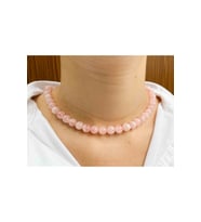Pembe Kuvars Taşı Doğaltaş Kolye 8 mm