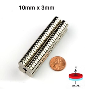 10Mm X Kalınlık 3Mm Güçlü Yuvarlak Neodyum Mıknatıs