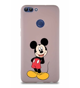 Huawei P Smart Soft Premier Kapak Mickey Mouse-B Tasarımlı Silikon Kılıf - Pudra (Şeffaf)