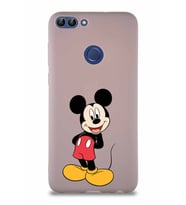 Huawei P Smart Soft Premier Kapak Mickey Mouse-B Tasarımlı Silikon Kılıf - Pudra (Şeffaf)