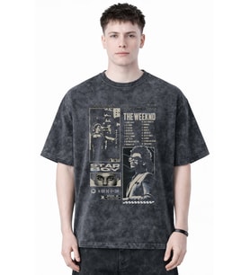 The Weeknd Starboy Rapper Şarkıcı Baskılı Unisex Oversize Eskitme Yıkamalı Tişört