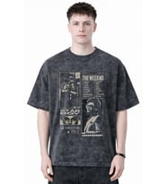 The Weeknd Starboy Rapper Şarkıcı Baskılı Unisex Oversize Eskitme Yıkamalı Tişört