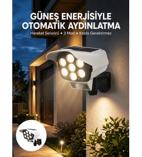 Uzaktan Kumandalı Güneş Enerjili LED Güvenlik Lambası Kamera Tipi Hareket Sensörlü Yeni Nesil