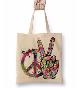 Peace Barış Sİmge Bez Çanta Uzun Saplı
