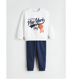 LCW Kids Beyaz Erkek Çocuk Sweatshirt Ve Jogger Eşofman Altı 2'li