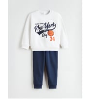 LCW Kids Beyaz Erkek Çocuk Sweatshirt Ve Jogger Eşofman Altı 2'li