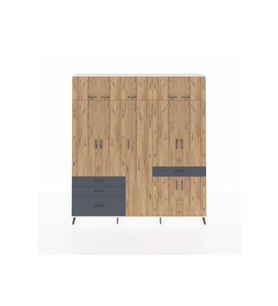 Arges Dolap 11 Raflı 4 Çekmeceli 2 Askılı 220x30x243 Aytaşı-Çam/Antrasit