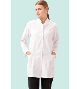 Tıbbi Kadın Uzun Kollu Laboratuvar Önlüğü Adiantum Doktor Öğretmen Rahat Kesim (Beyaz)