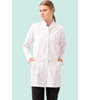 Tıbbi Kadın Uzun Kollu Laboratuvar Önlüğü Adiantum Doktor Öğretmen Rahat Kesim (Beyaz)
