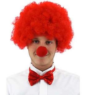 Kırmızı Renk Kıvırcık Afro Palyaço Seti