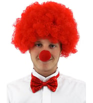 Kırmızı Renk Kıvırcık Afro Palyaço Seti