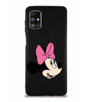 Samsung Galaxy M51 Soft Premier Kapak Minnie Mouse-A Tasarımlı Silikon Kılıf - Siyah (Şeffaf)
