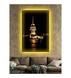 Led Işıklı Kız Kulesi Gece Görünümü Tablosu