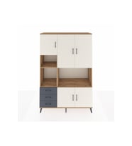 Hyperion Dolap 9 Raflı 3 Çekmeceli 5 Kapaklı 132x44x195 Çam-Aytaşı/Antrasit