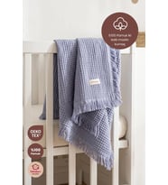 %100 Pamuk OEKO-TEX® İki Katlı Müslin Bebek Battaniyesi 2 Katlı Saçaklı Bat