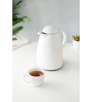 1 Lt Isı Yalıtımlı Çay ve Soğuk Su Termosu Beyaz (12 Saat Sıcak Tutar& İçi Camdır)