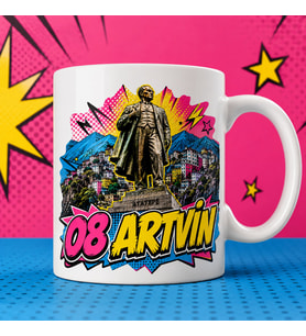 Artvin Temalı Memleket Kupası – 08 Artvin Atatepe Atatürk Heykeli ve Dağ Manzarası Pop Art Baskılı Seramik Kupa