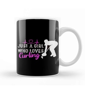 Girl Who Loves Curling Player Coach Team Curling Stones Kupa Bardak Porselen
