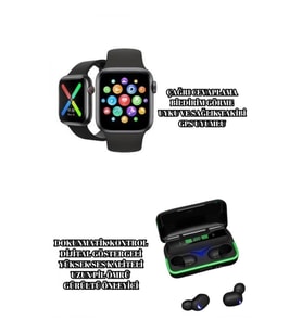 Mey İthalat® Ucuz ve Kaliteli Kulaklıklı Saat Seti Bluetooth Bağlantılı Akıllı Saat ve Kulaklık