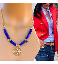 Manna by Banu, OCEAN Kolye, Doğal Taş, Lapis Lazuli, Altın Kaplama, El Yapımı, Kadın Gerdanlık