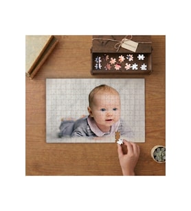 Mavi Gözlü Bebek Tasarımı 240 parça Ahşap Puzzle Ahşap Kutuda MP00656