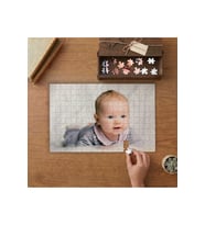 Mavi Gözlü Bebek Tasarımı 240 parça Ahşap Puzzle Ahşap Kutuda MP00656