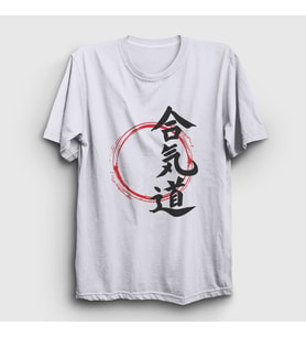 Presmono Unisex Beyaz Circle Aikido Ufc Mma Dövüş Sanatları T-Shirt 502451tt (Beyaz)