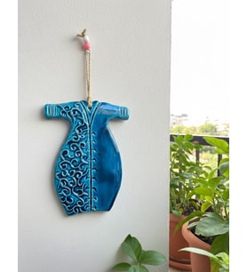 El Yapımı Seramik Kaftan Duvar Süsü - Osmanlı Motifli Dekoratif Duvar Aksesuarı
