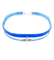 Mavi Kadife Kadın Yusufcuk Choker Kolye