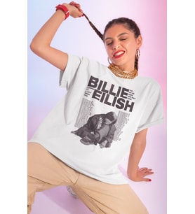 Billie Eilish Hit Me Hard And Soft Baskılı Unisex Oversize Şarkıcı Tişört